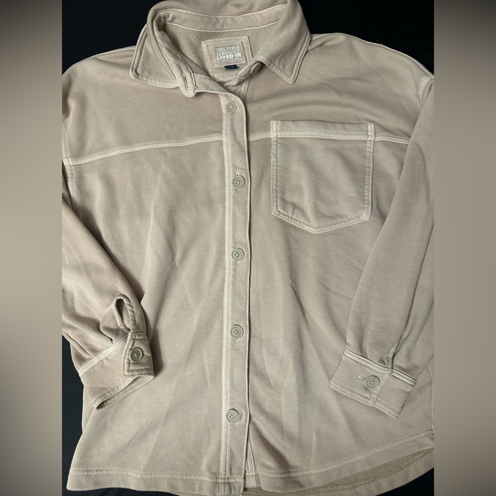 American Eagle Tan Button-Up Shirt